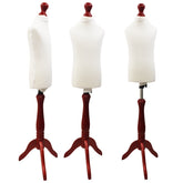 Children Kids Age 2-4 Tailors Dummy Mannequin, White Torso Bust with a Red Wood Tripod Stand